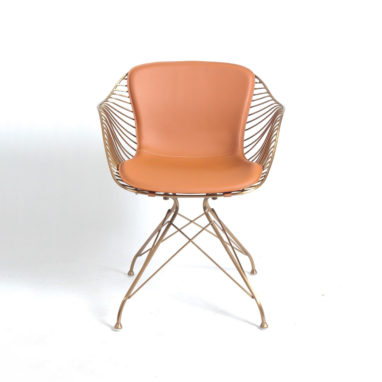 Odilia Dining Arm Chair-France & Son-FMC096BRNRGLD-Dining Chairs-2-France and Son