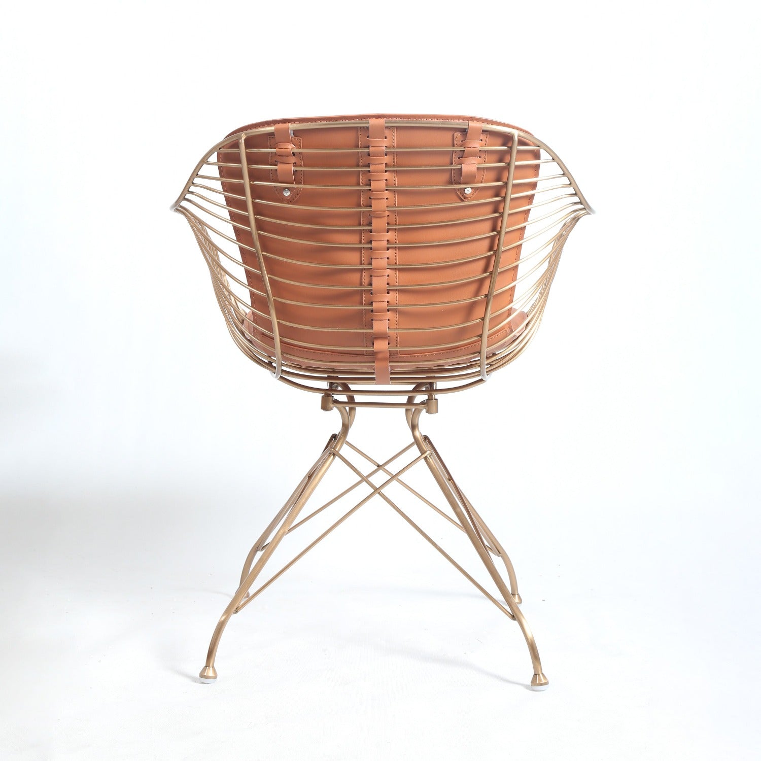 Odilia Dining Arm Chair-France & Son-FMC096BRNRGLD-Dining Chairs-4-France and Son