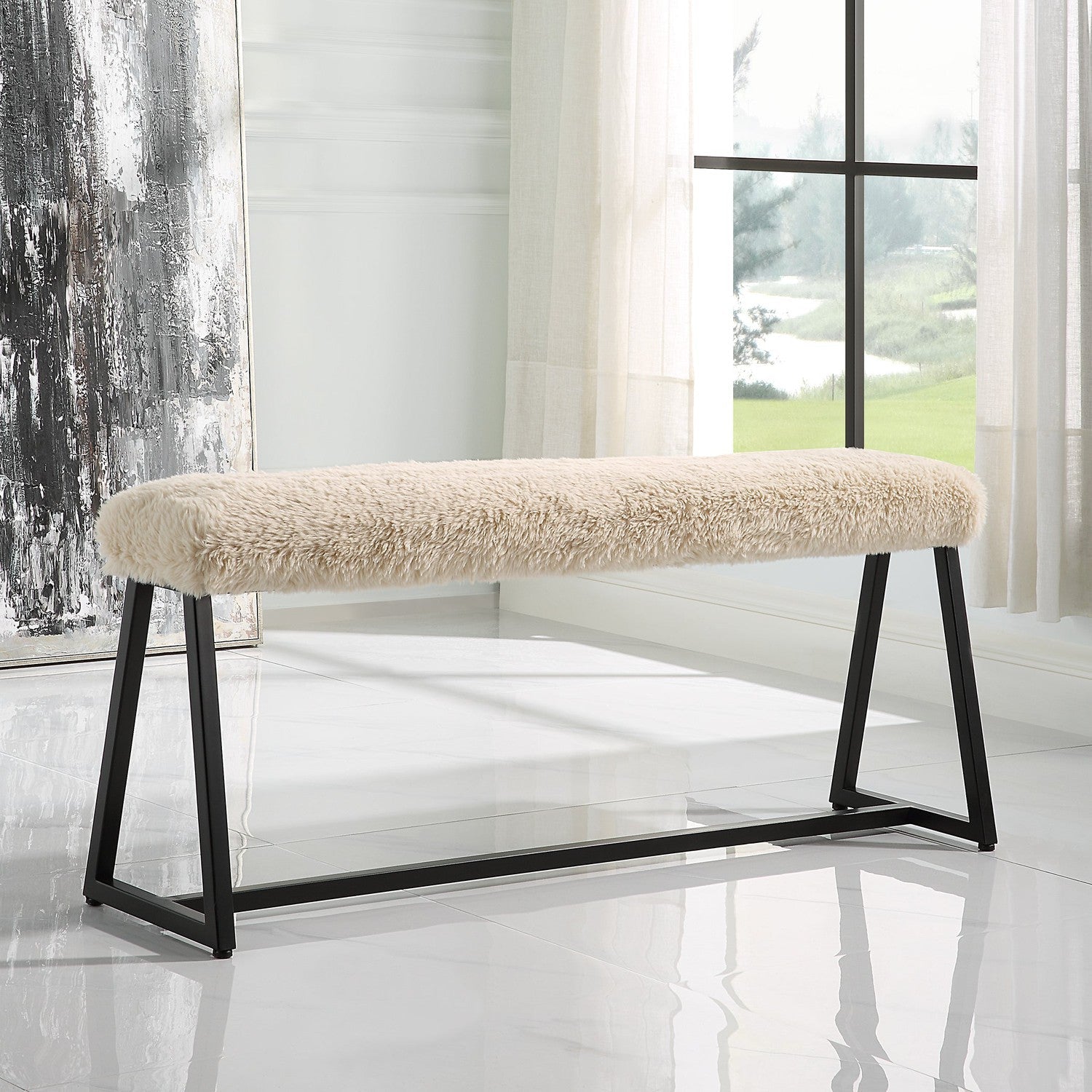 Taupo Sheepskin Bench-Uttermost-UTTM-23056-Benches-2-France and Son
