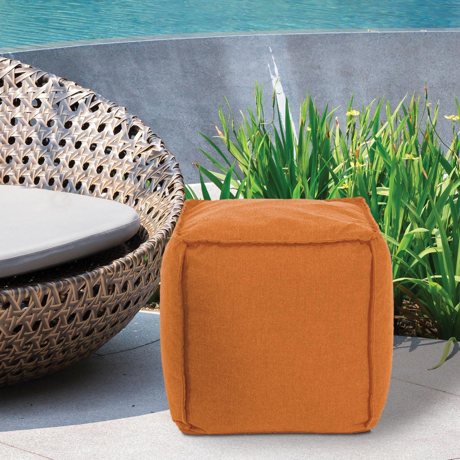 Outdoor Square Pouf-The Howard Elliott Collection-HOWARD-Q874-297-Stools & OttomansCanyon-Floor Pouf-13-France and Son