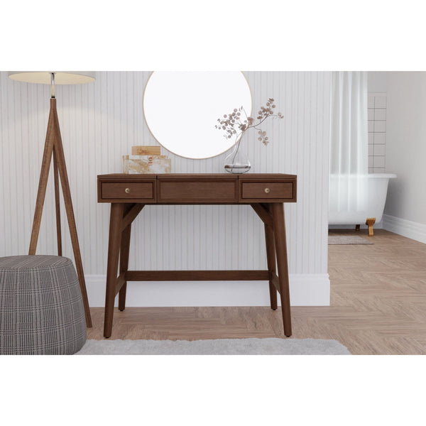 Flynn Bedroom Vanity, Walnut-Alpine Furniture-ALPINE-966WAL-19-Desks-1-France and Son
