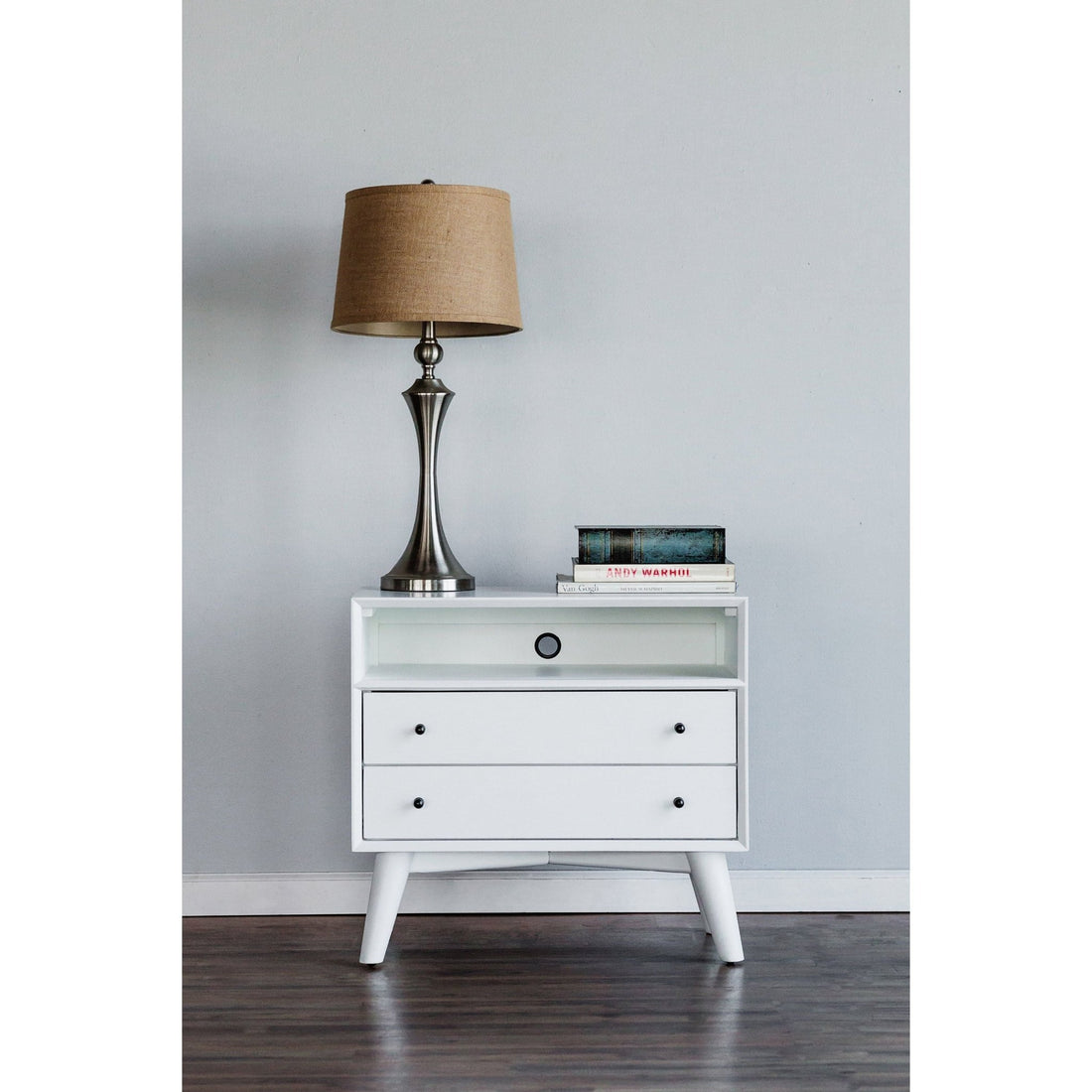 Flynn Large Nightstand, White-Alpine Furniture-ALPINE-966-W-22-Nightstands-2-France and Son