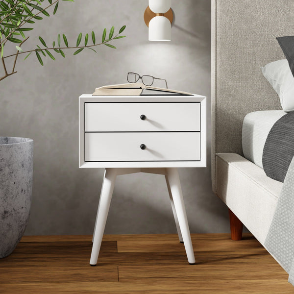 Flynn Small Nightstand, White-Alpine Furniture-ALPINE-966-W-32-Nightstands-1-France and Son