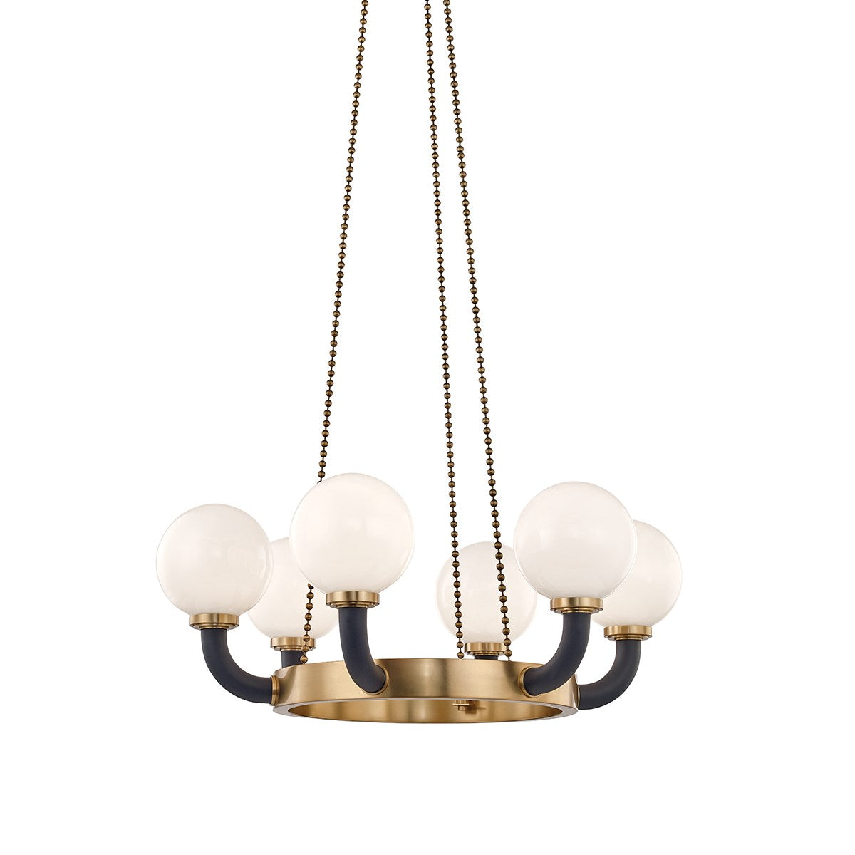 Werner Black Pendant 6 Lamp-Hudson Valley-HVL-3636-AGB/BK-PendantsAged Brass-1-France and Son