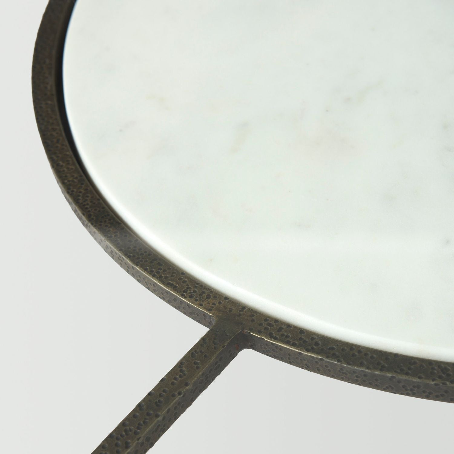 Felicity 36-Inch Round Glass Top Coffee Table with Antique Gold Iron Frame and Marble Shelf