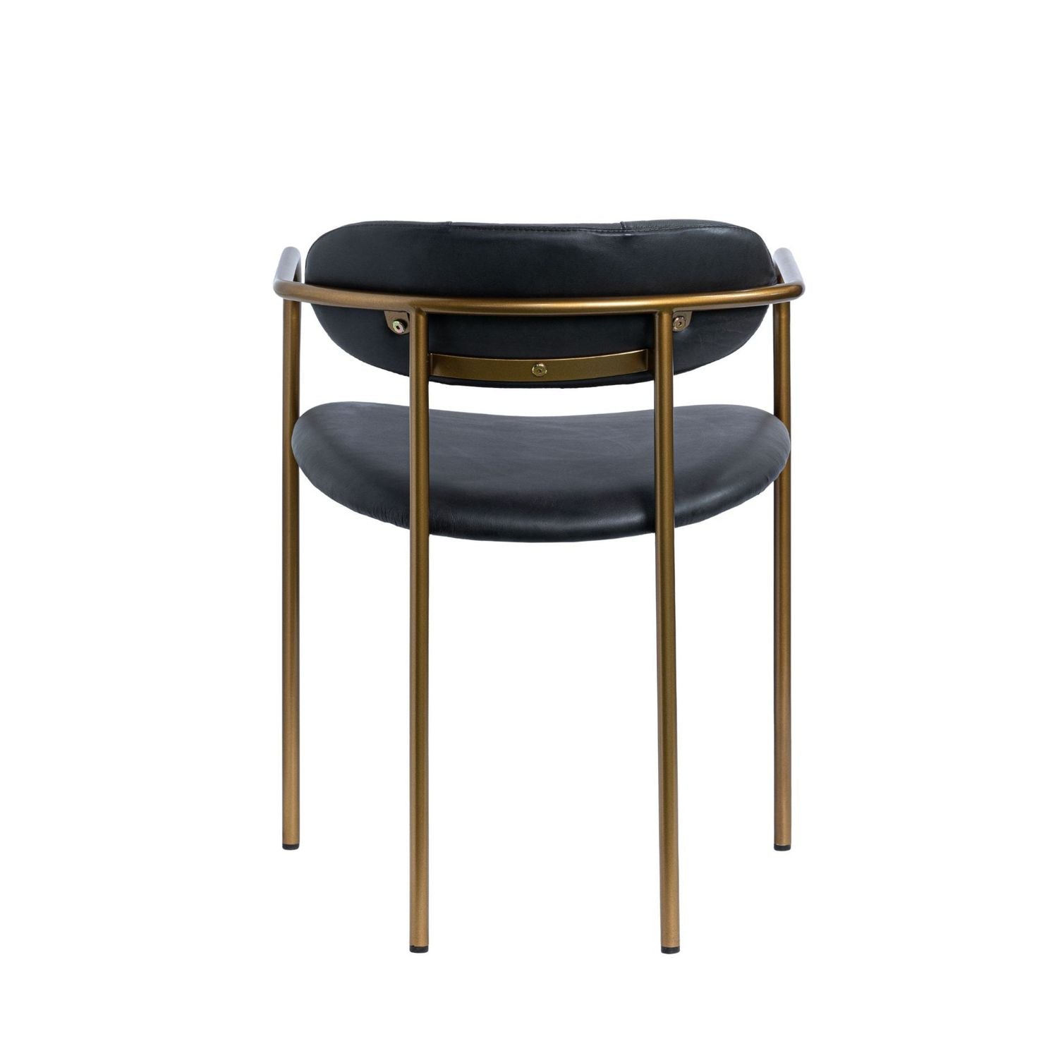 Parker Curved Back Dining Arm Chair | Black Leather w/ Gold Metal