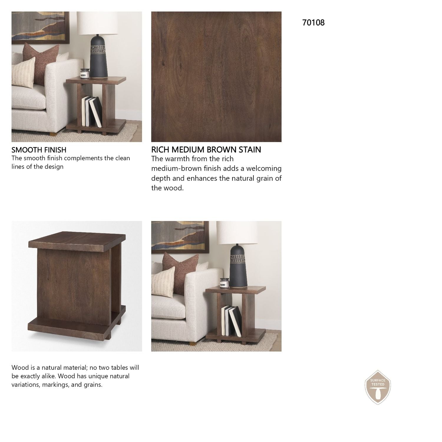 Nohr Medium Brown Wood Accent Table