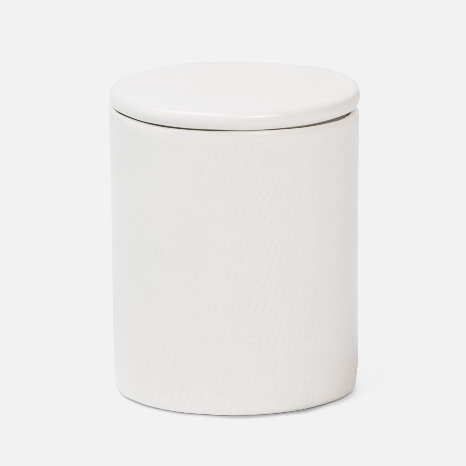 Cordoba, White Burlap, Canister, Round, Ceramic