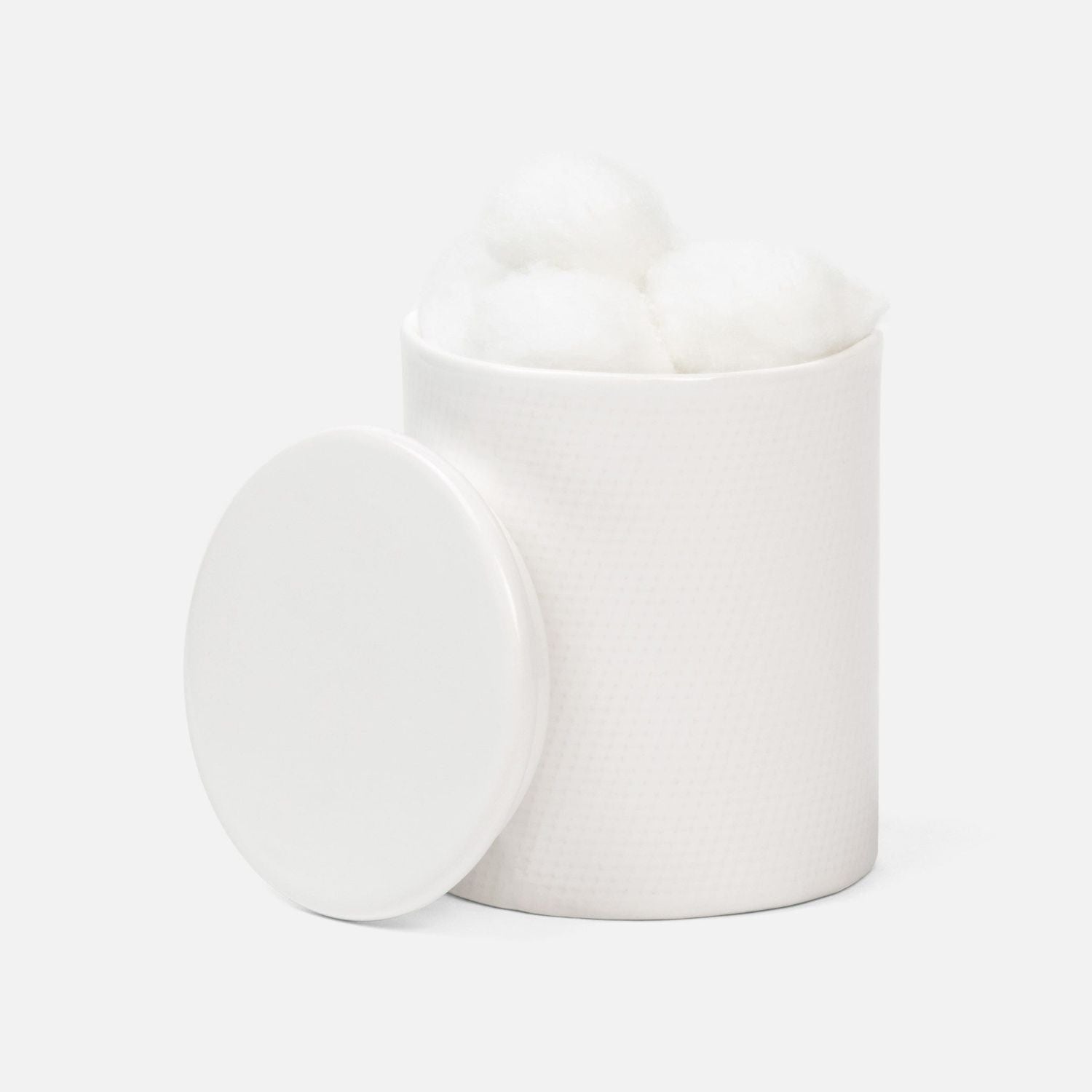 Cordoba, White Burlap, Canister, Round, Ceramic