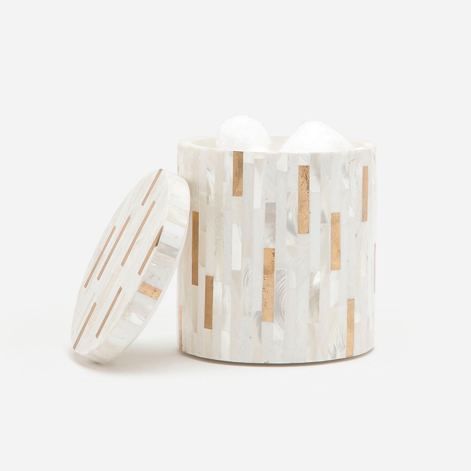 Cortona, Brass Mix W/ Shell, Canister, Round, White