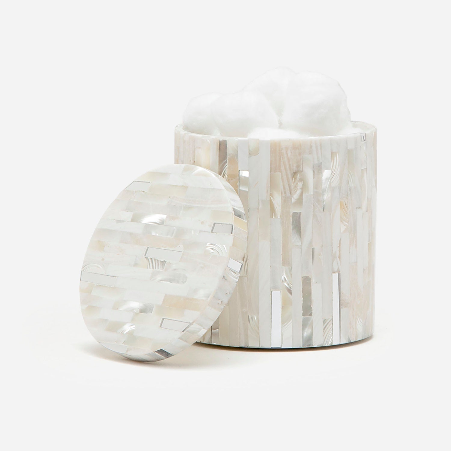 Cortona, Silver Mix W/ Shell, Canister, Round, White