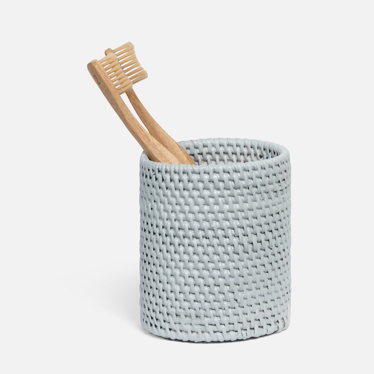 Dalton, Light Gray, Brush Holder, Round, Rattan