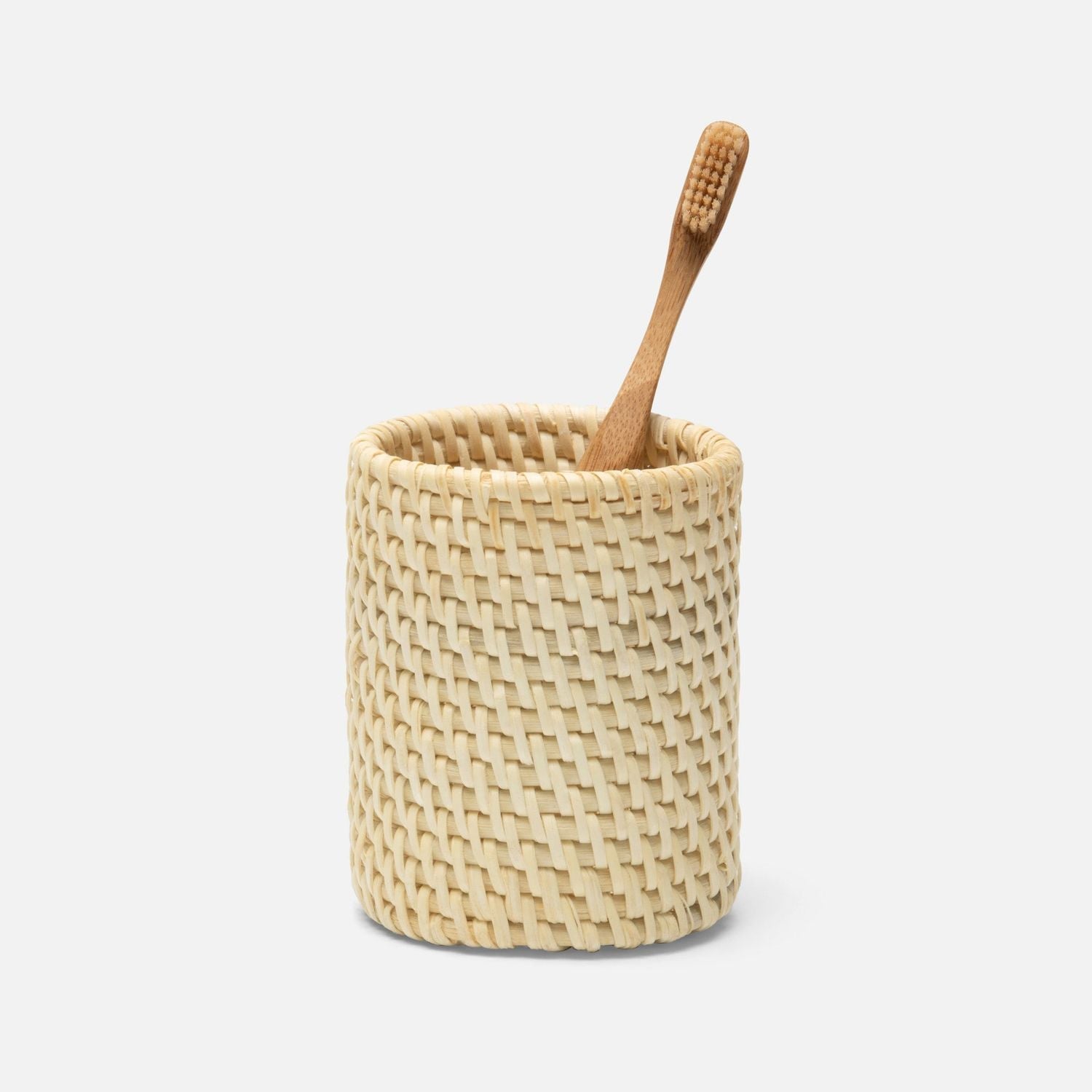 Dalton, Cream, Brush Holder, Round, Rattan