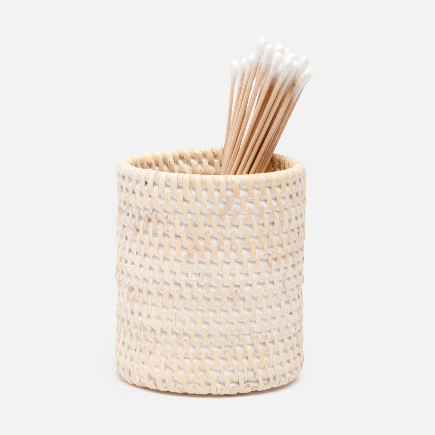 Dalton, Whitewashed, Brush Holder, Round, Rattan