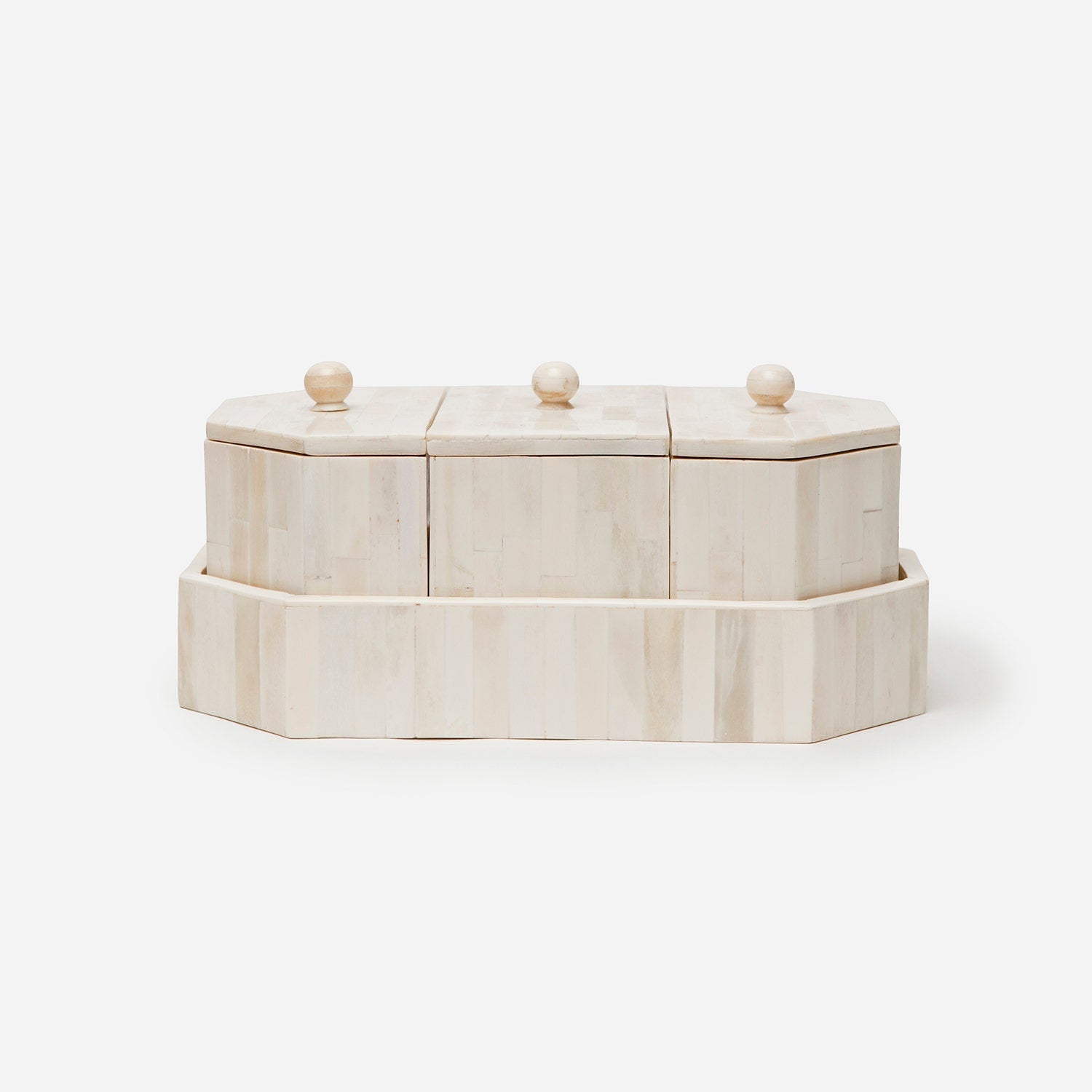Gaya, Natural, Boxes W/Tray, Rectangular Tapered, Bone, S/3