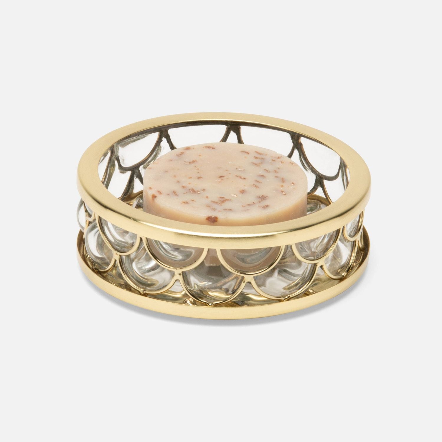 Gila, Clear/Brushed Gold, Soap Dish, Round, Glass/Brass