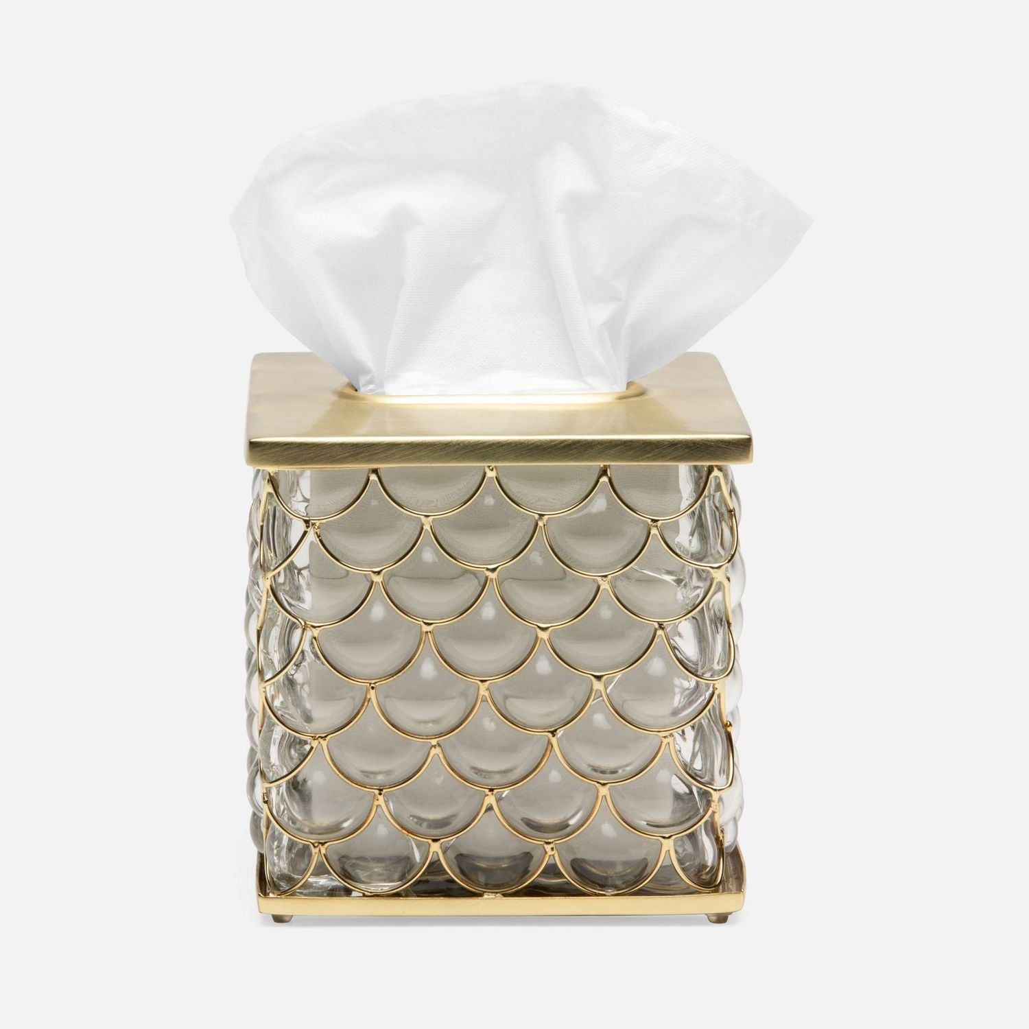 Gila, Clear/Brushed Gold, Tissue Box, Square Straight, Glass/Brass