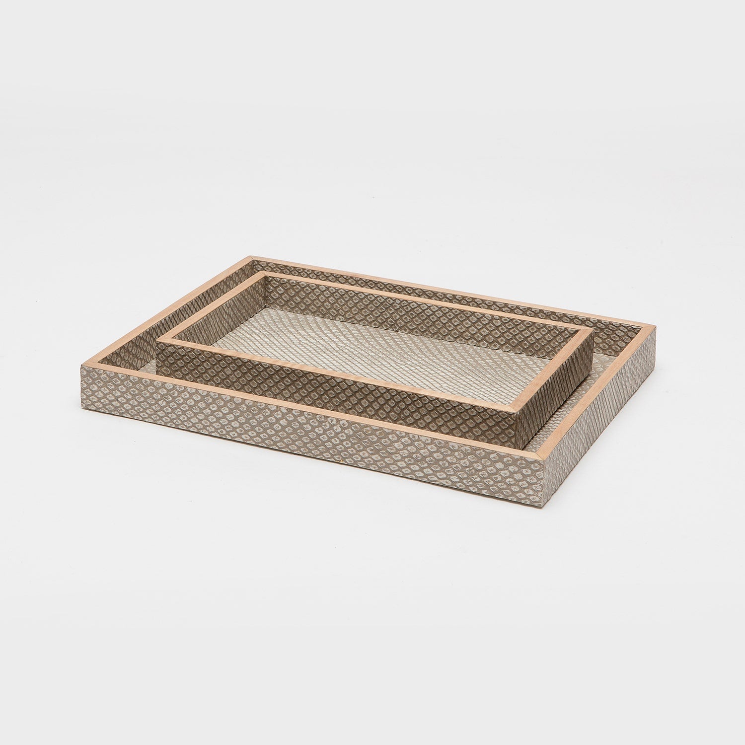 Goa, Sand, Nested Trays, Rectangular Straight, Faux Boa, S/2