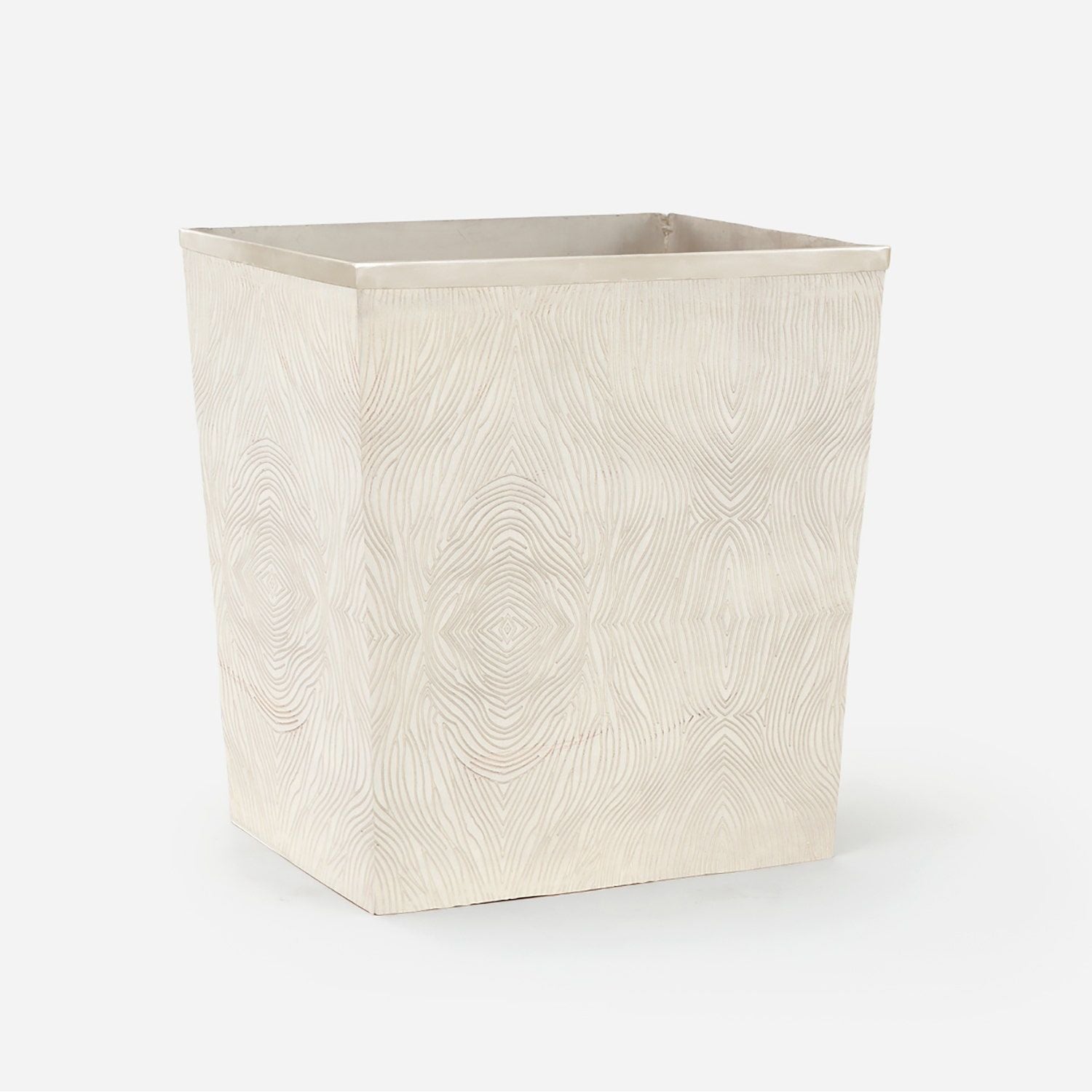 Humbolt, Matte Silver, Wastebasket, Rectangular Tapered, Ridged Metal