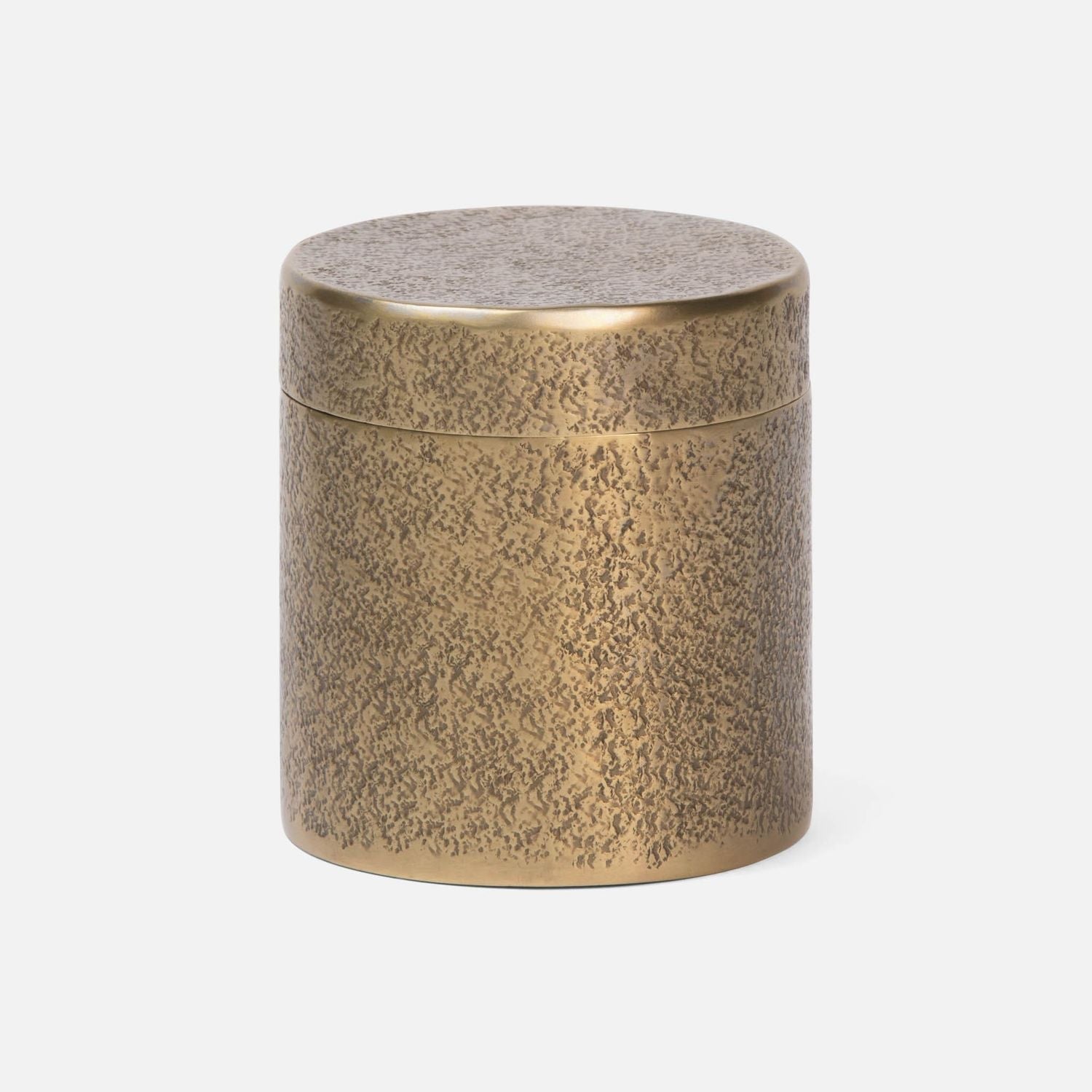 Kenitra, Antique Brass, Canister, Round, Pitted Metal