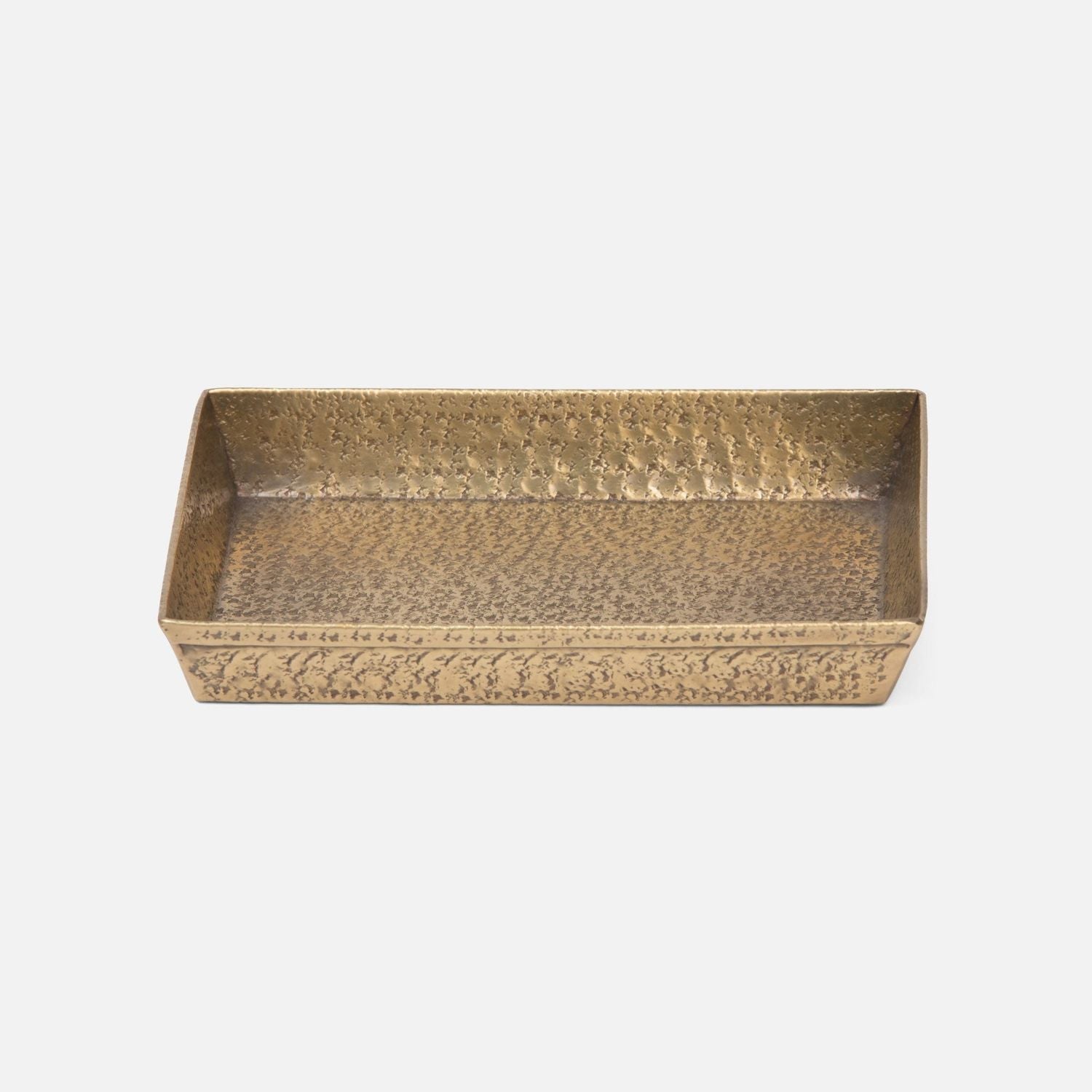 Kenitra, Antique Brass, Nested Trays, Rectangular Straight, Pitted Metal, S/2