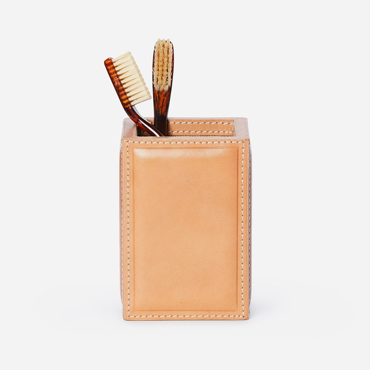 Lorient, Aged Camel, Brush Holder, Square Straight, Full-Grain Leather