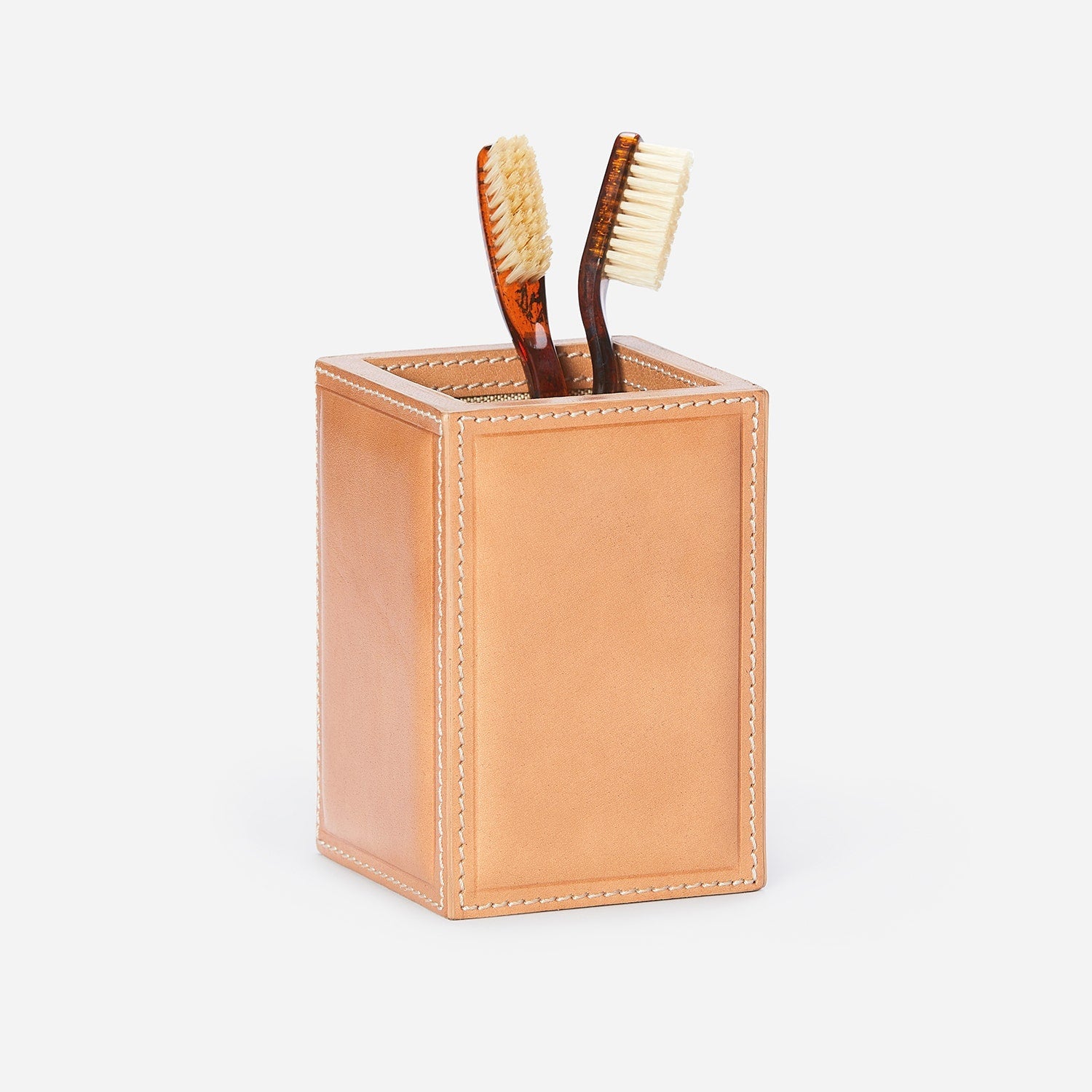 Lorient, Aged Camel, Brush Holder, Square Straight, Full-Grain Leather