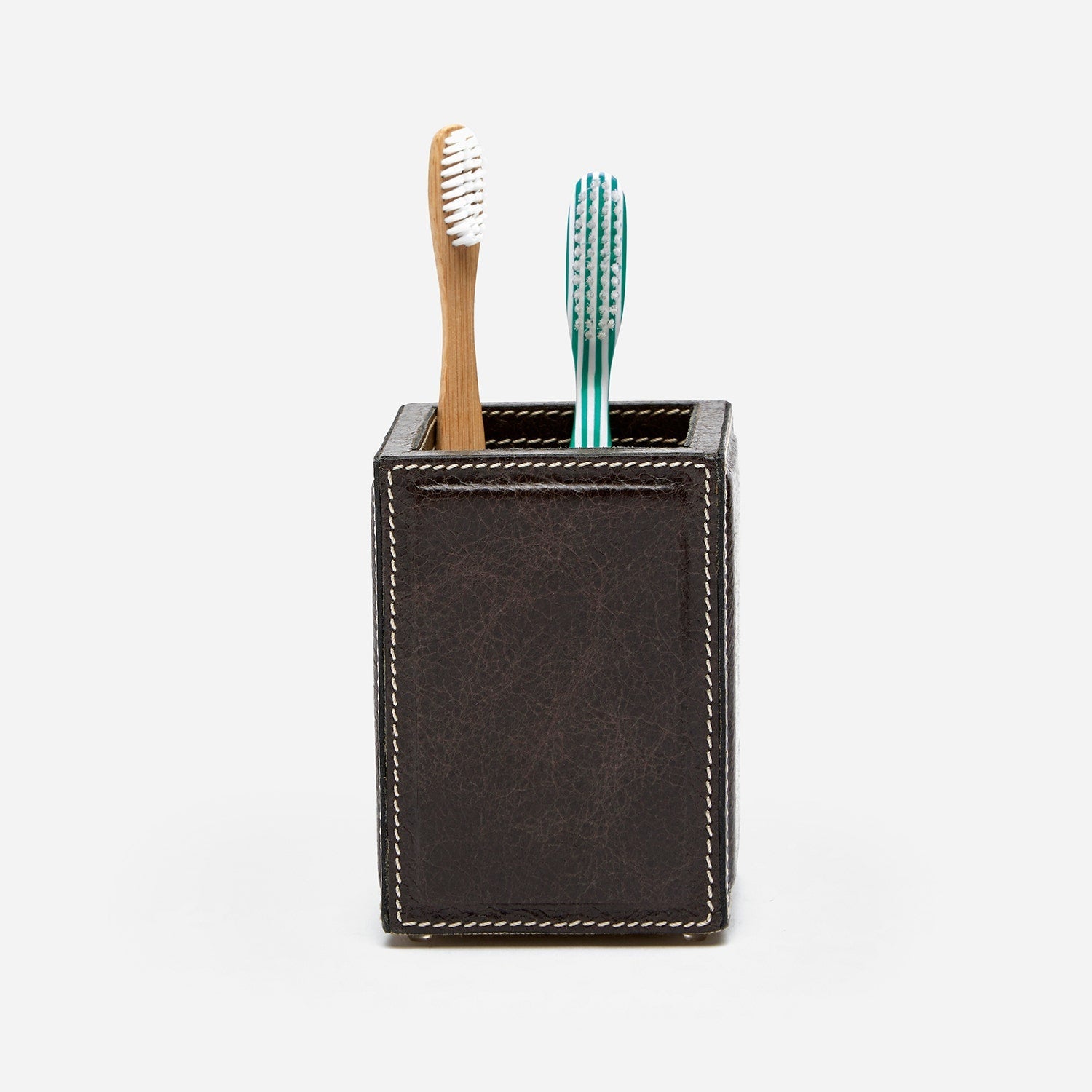 Lorient, Charcoal, Brush Holder, Square Straight, Full-Grain Leather