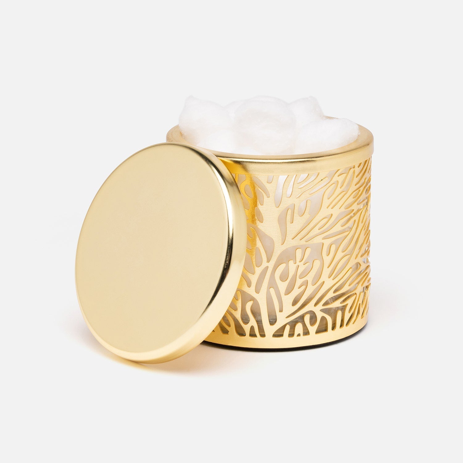 Lynn, Matte Gold/Clear, Canister, Round, Large, Stainless Steel/Glass