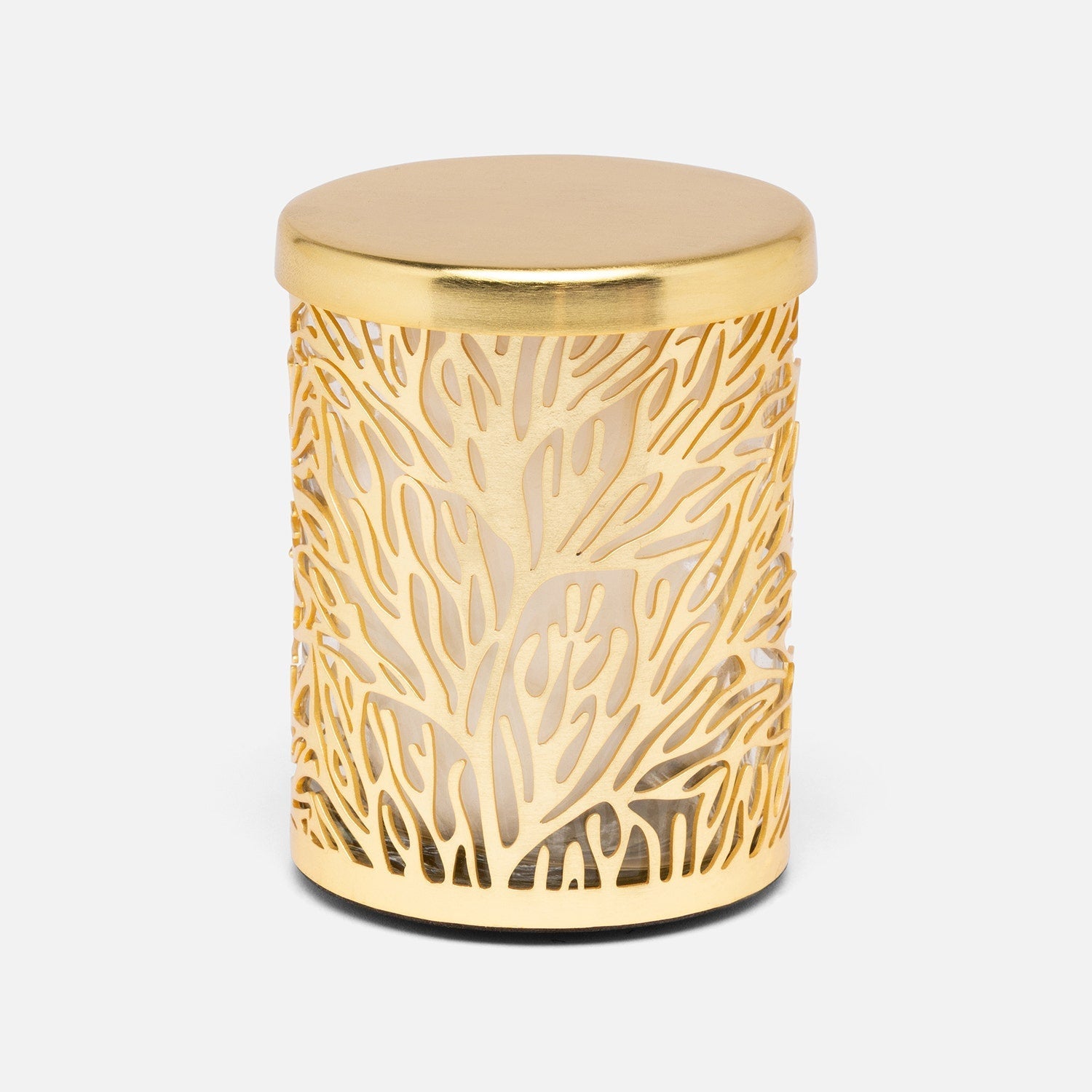 Lynn, Matte Gold/Clear, Canister, Round, Small, Stainless Steel/Glass