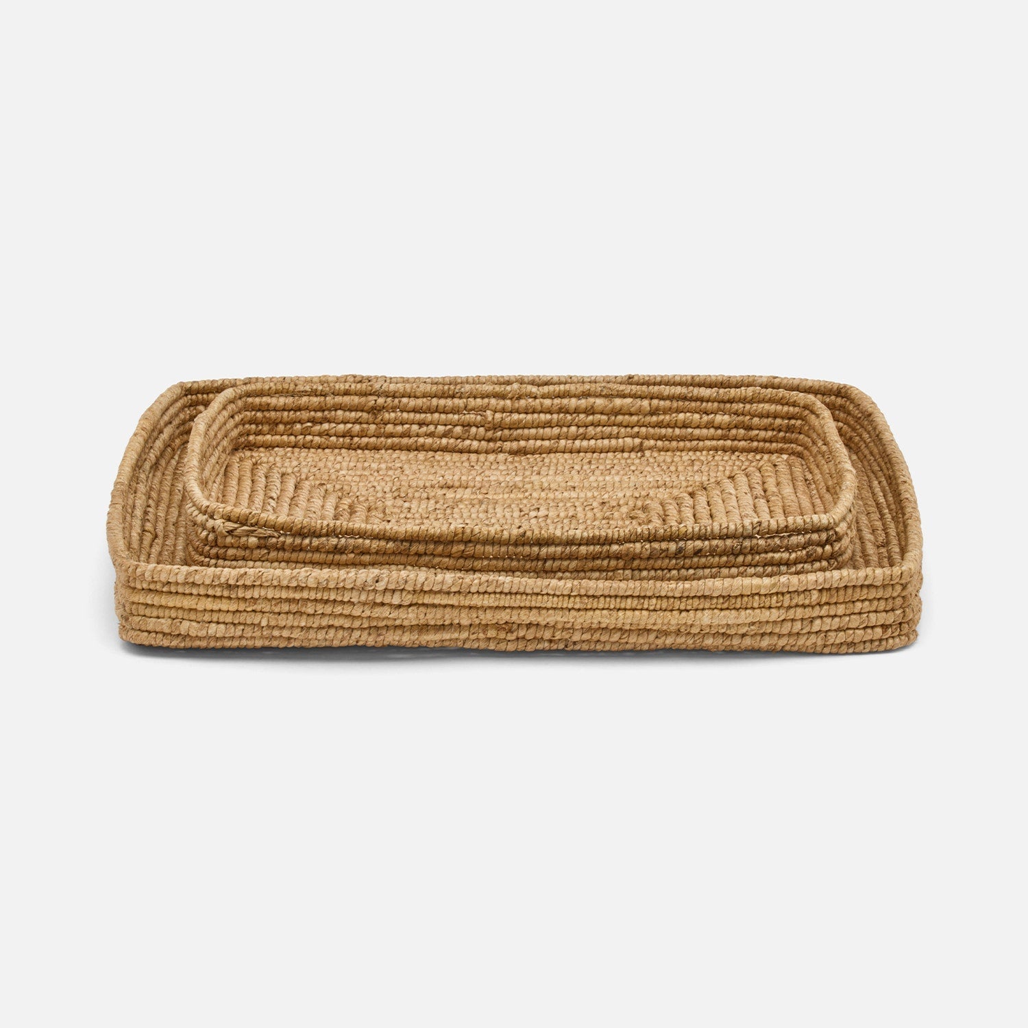 Magnolia, Natural, Coiled Nested Trays, Rectangular Straight, Abaca, S/2
