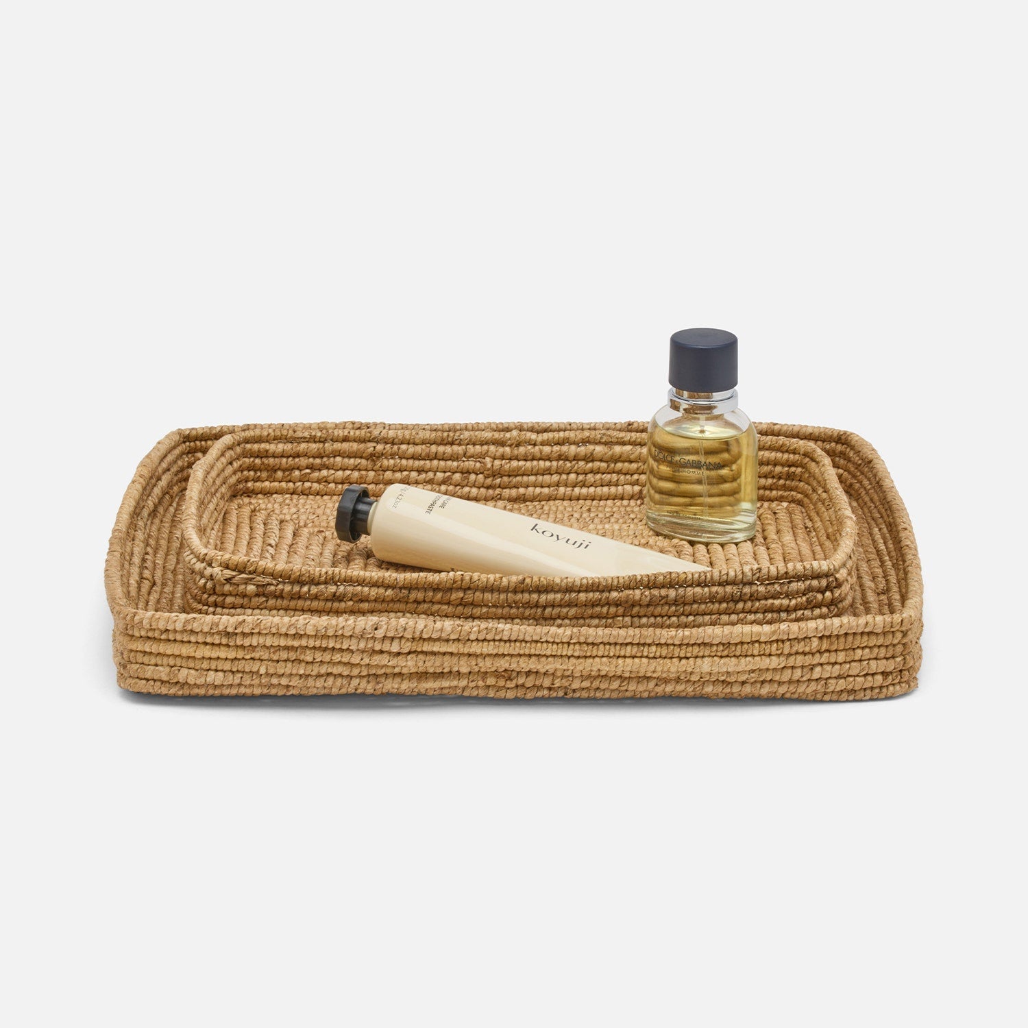 Magnolia, Natural, Coiled Nested Trays, Rectangular Straight, Abaca, S/2