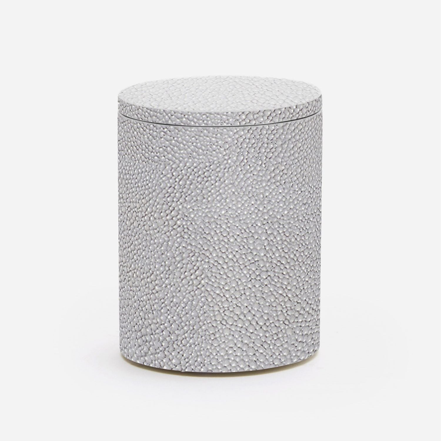 Manchester, Ash Gray, Canister, Round, Small, Realistic Faux Shagreen
