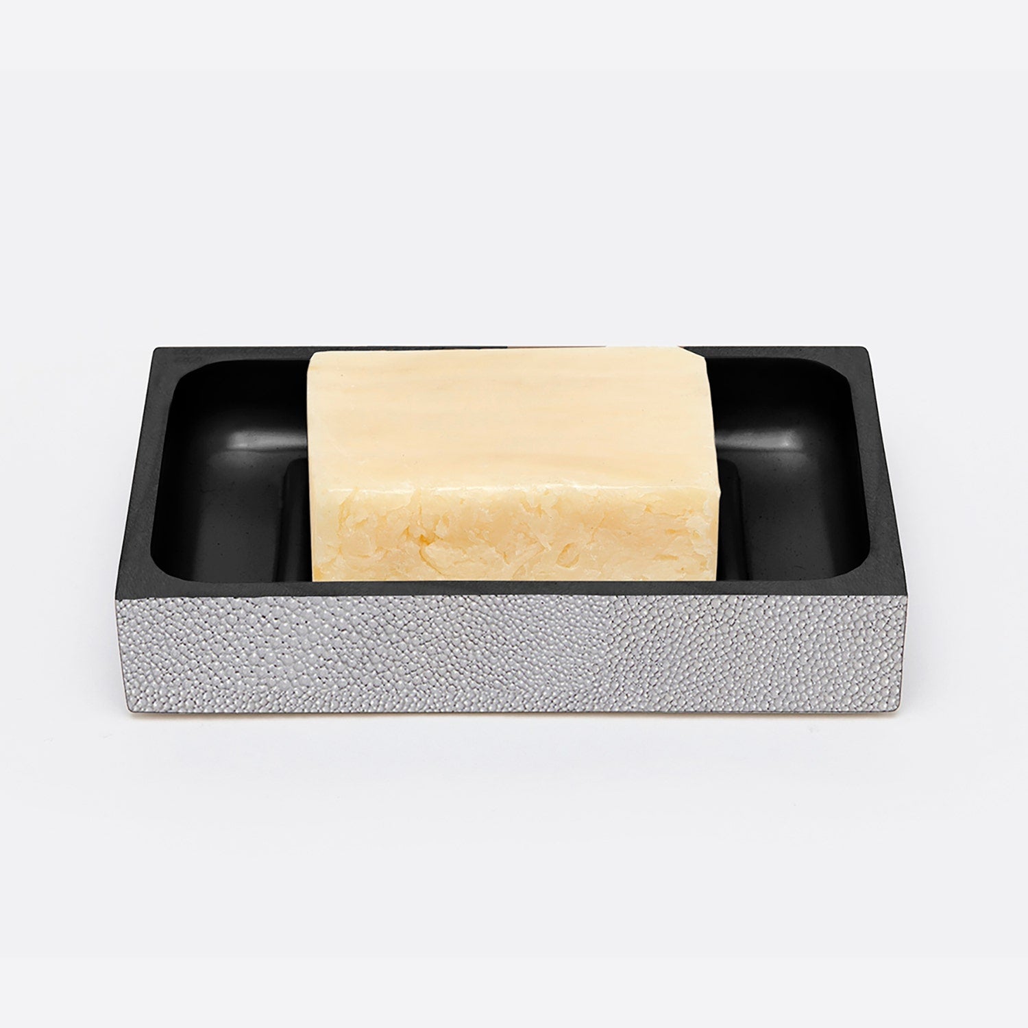 Manchester, Ash Gray, Soap Dish, Rectangular Straight, Realistic Faux Shagreen