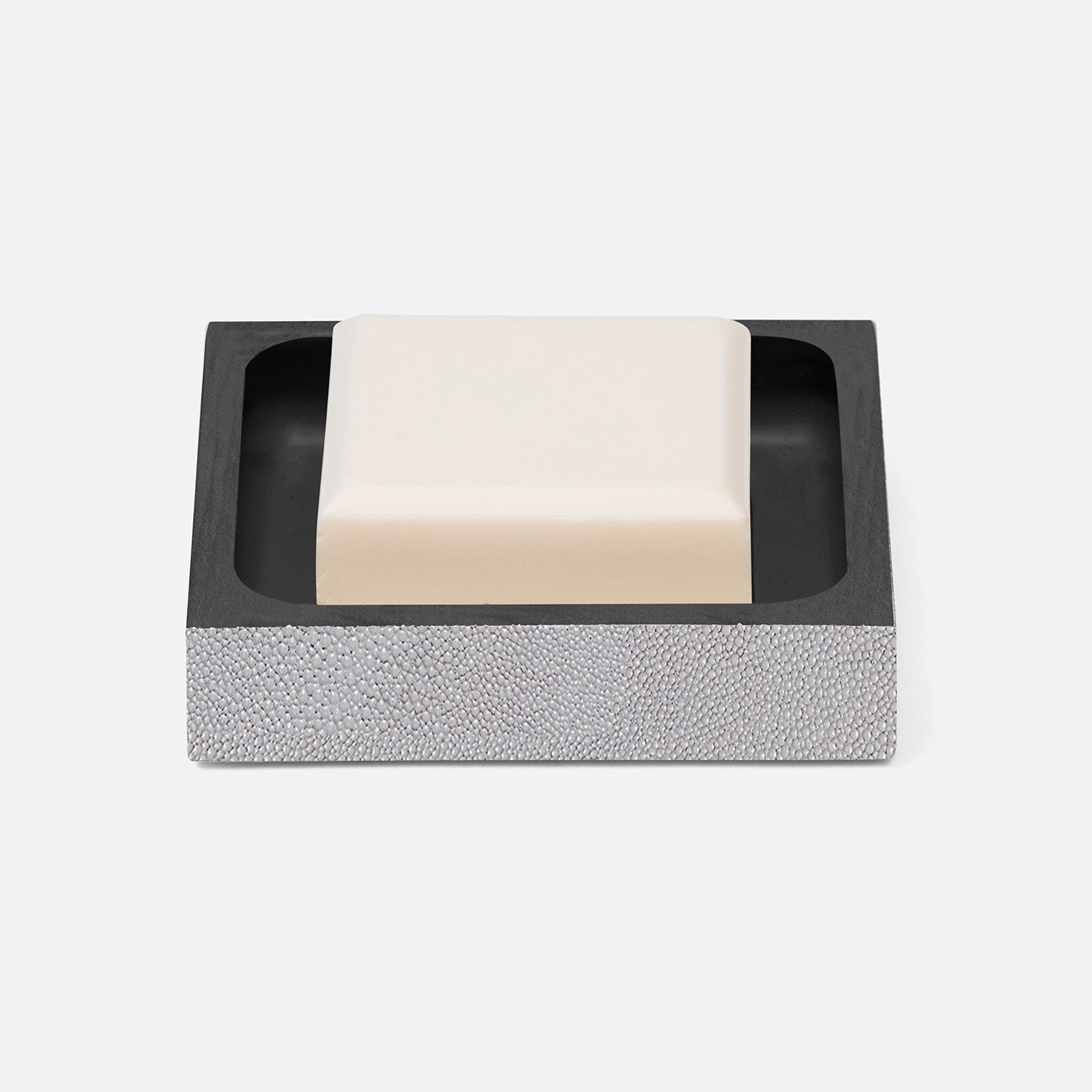 Manchester, Ash Gray, Soap Dish, Square Straight, Realistic Faux Shagreen