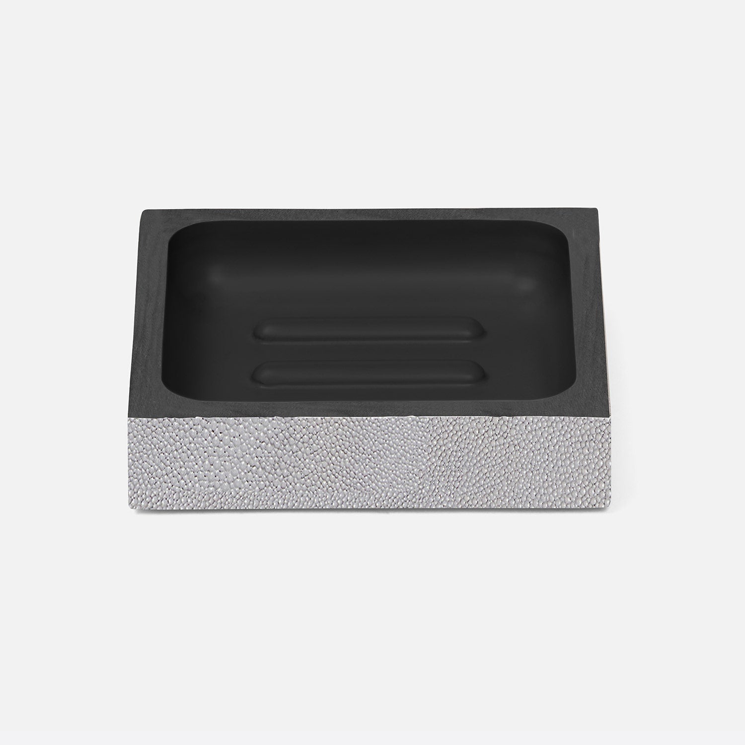 Manchester, Ash Gray, Soap Dish, Square Straight, Realistic Faux Shagreen