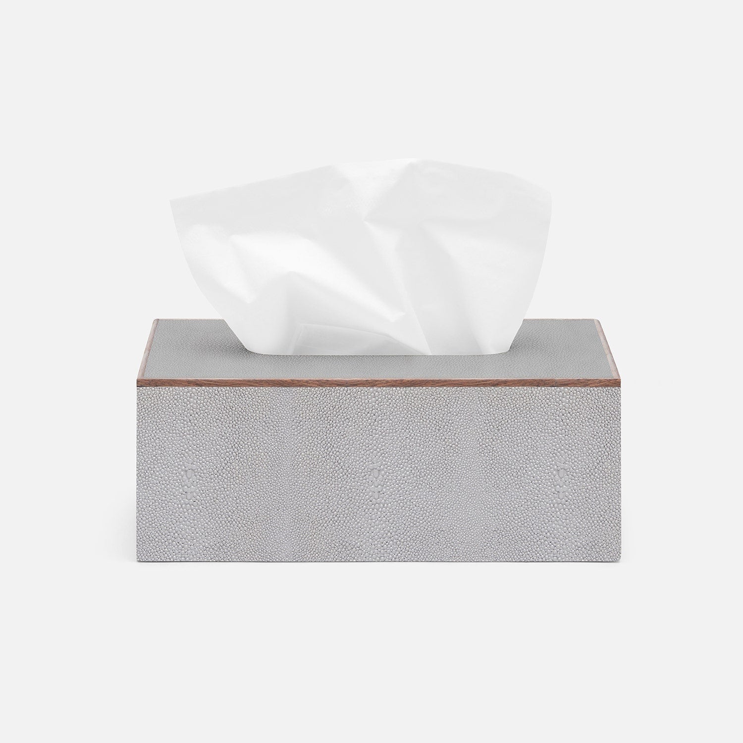 Manchester, Ash Gray, Tissue Box, Rectangular Straight, Realistic Faux Shagreen