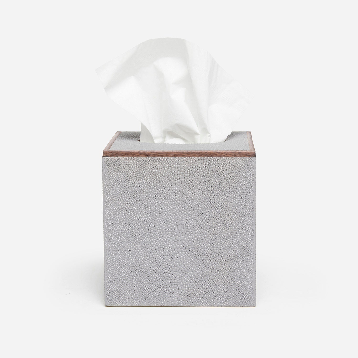 Manchester, Ash Gray, Tissue Box, Square Straight, Realistic Faux Shagreen