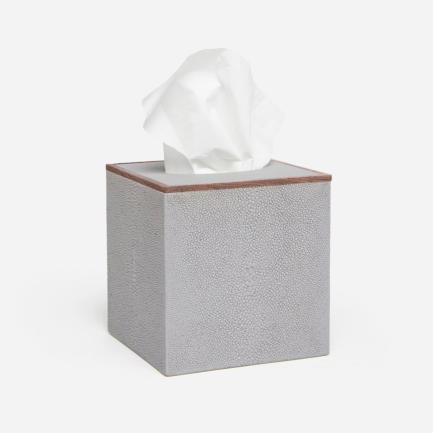 Manchester, Ash Gray, Tissue Box, Square Straight, Realistic Faux Shagreen