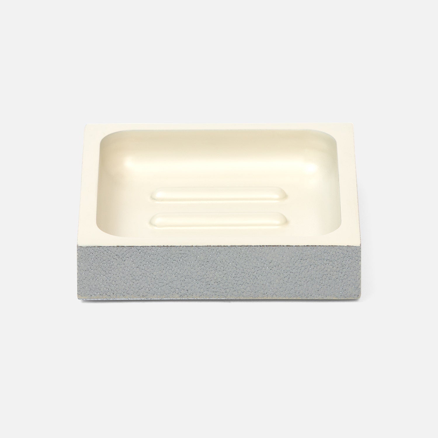 Manchester, Cloud Gray, Soap Dish, Square Straight, Realistic Faux Shagreen