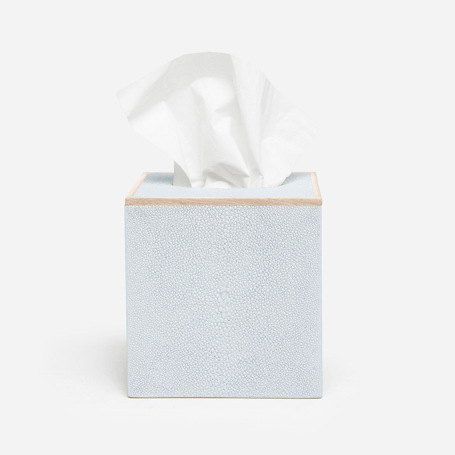 Manchester, Cloud Gray, Tissue Box, Square Straight, Realistic Faux Shagreen