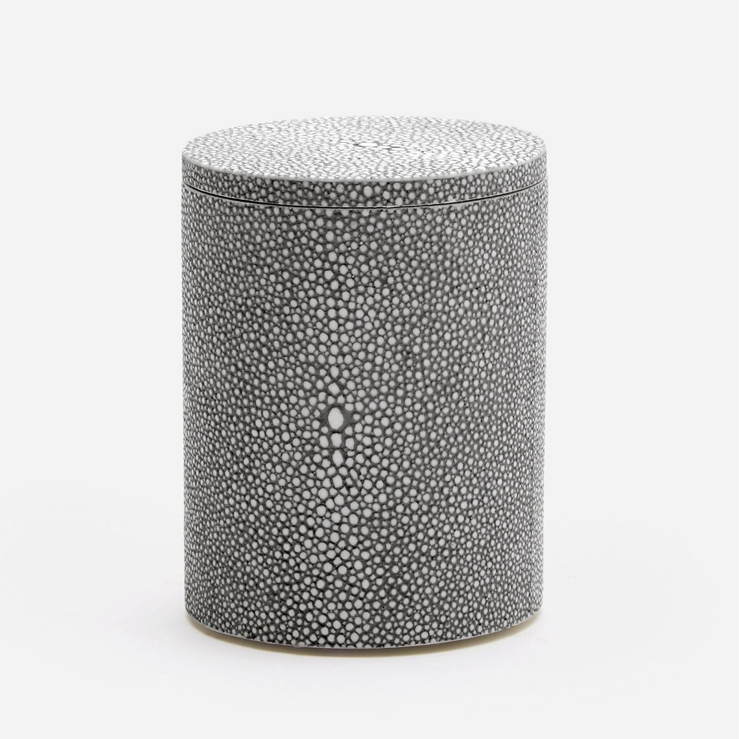 Manchester, Cool Gray, Canister, Round, Small, Realistic Faux Shagreen