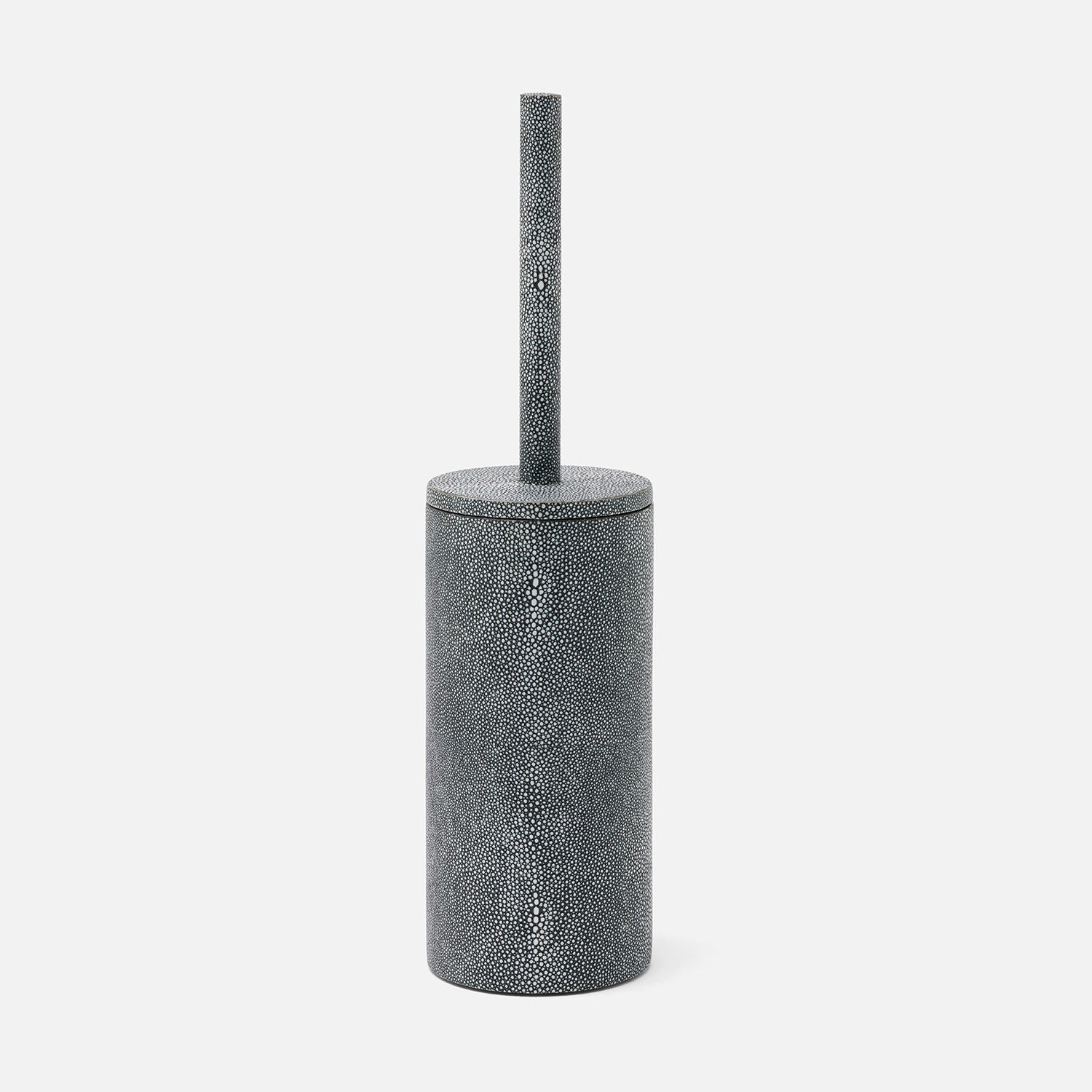 Manchester, Cool Gray, Toilet Brush Holder, Round, Realistic Faux Shagreen
