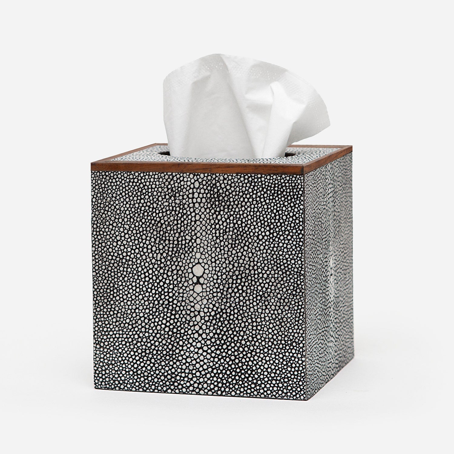 Manchester, Cool Gray, Tissue Box, Square Straight, Realistic Faux Shagreen