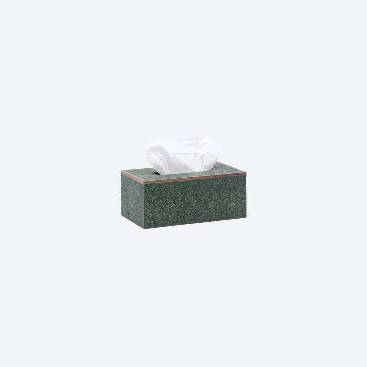 Manchester, Juniper, Tissue Box, Rectangular Straight, Realistic Faux Shagreen