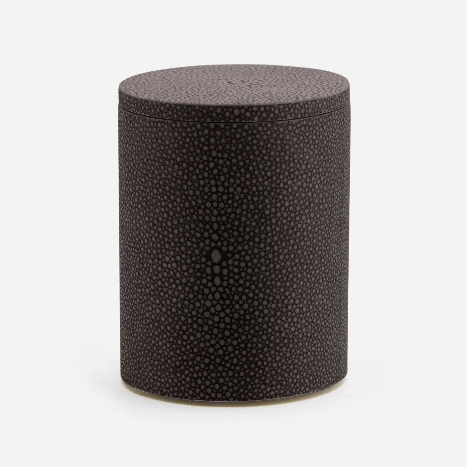 Manchester, Dark Mushroom, Canister, Round, Small, Realistic Faux Shagreen