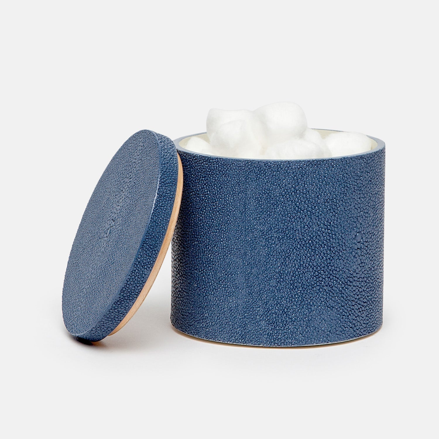 Manchester, Navy, Canister, Round, Large, Realistic Faux Shagreen