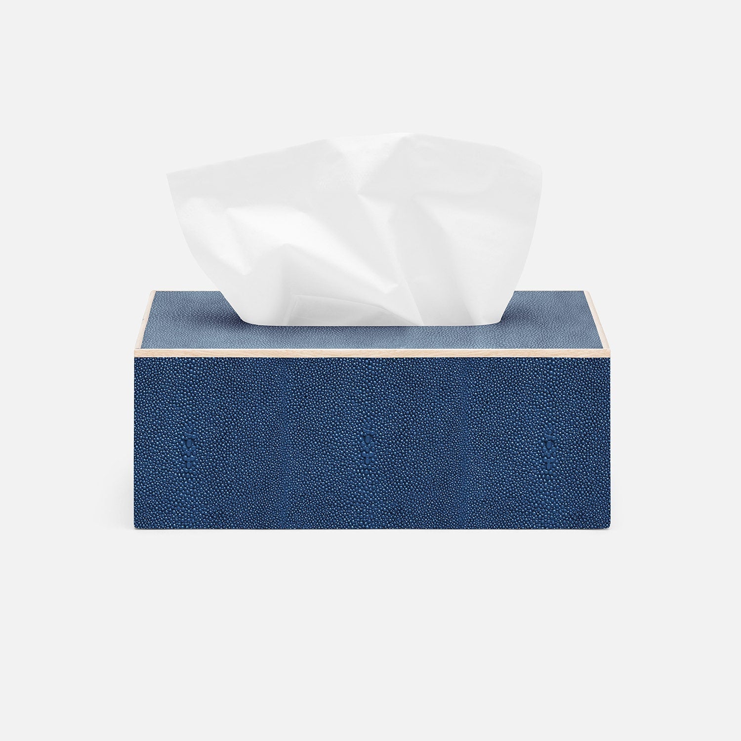 Manchester, Navy, Tissue Box, Rectangular Straight, Realistic Faux Shagreen
