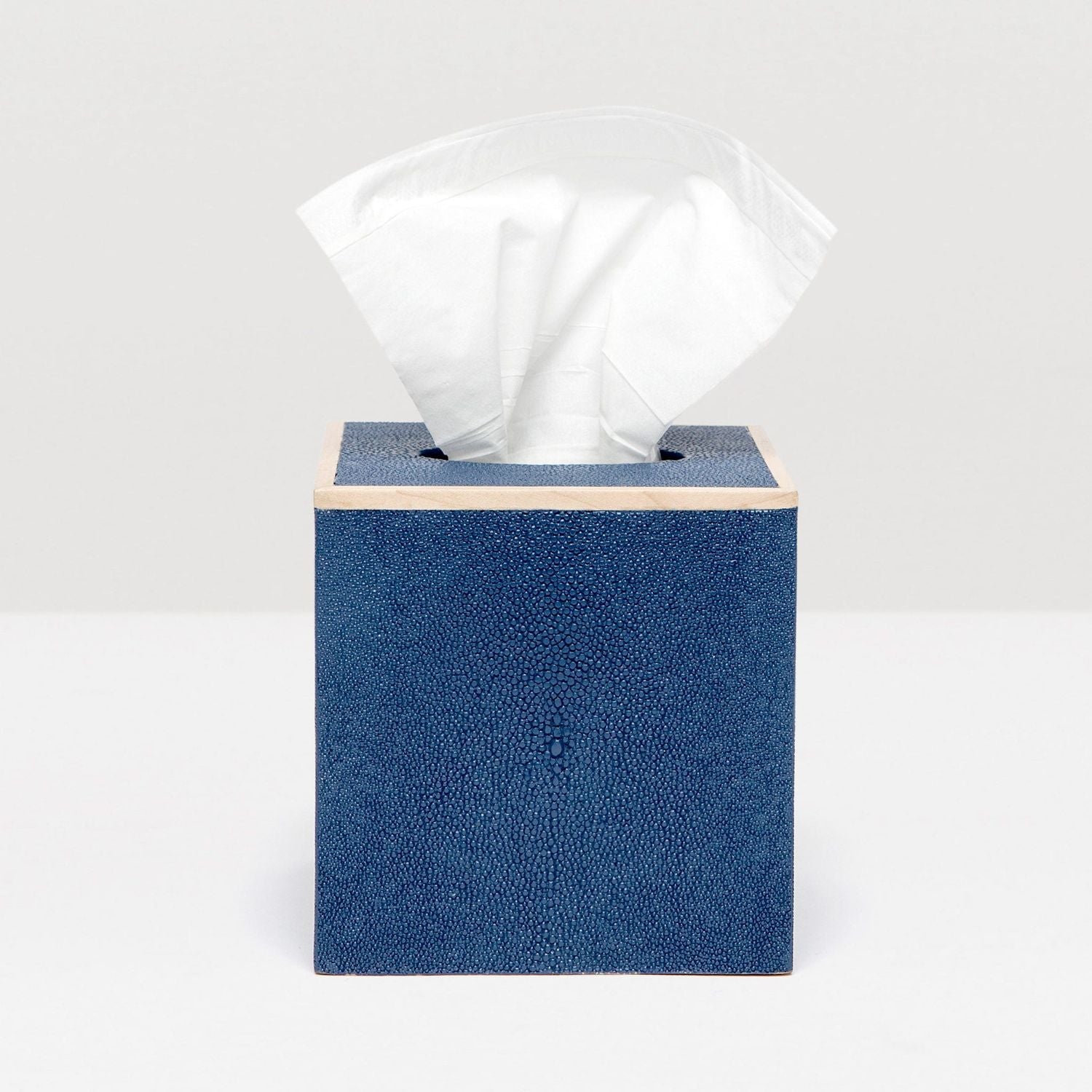 Manchester, Navy, Tissue Box, Square Straight, Realistic Faux Shagreen