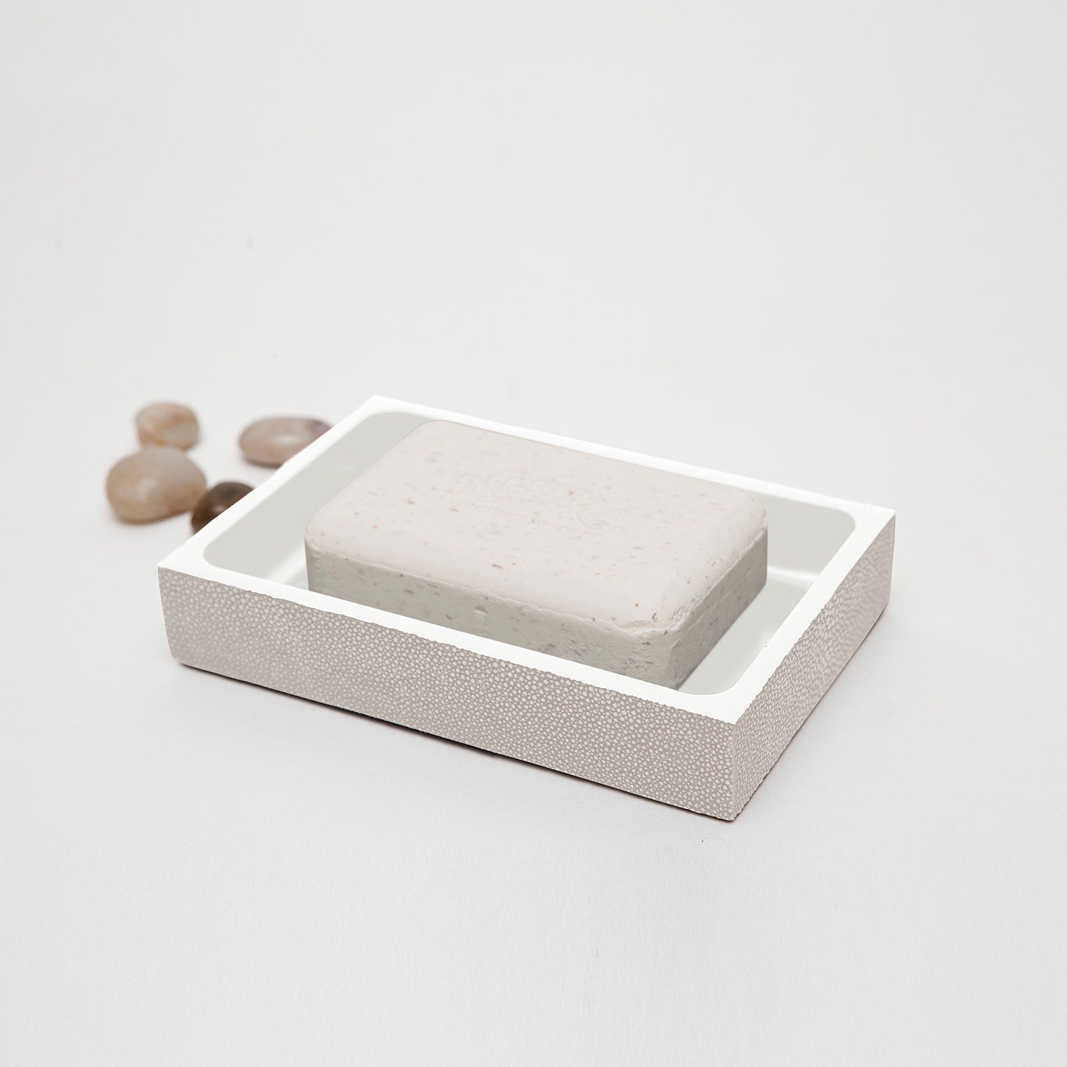 Manchester, Sand, Soap Dish, Rectangular Straight, Realistic Faux Shagreen